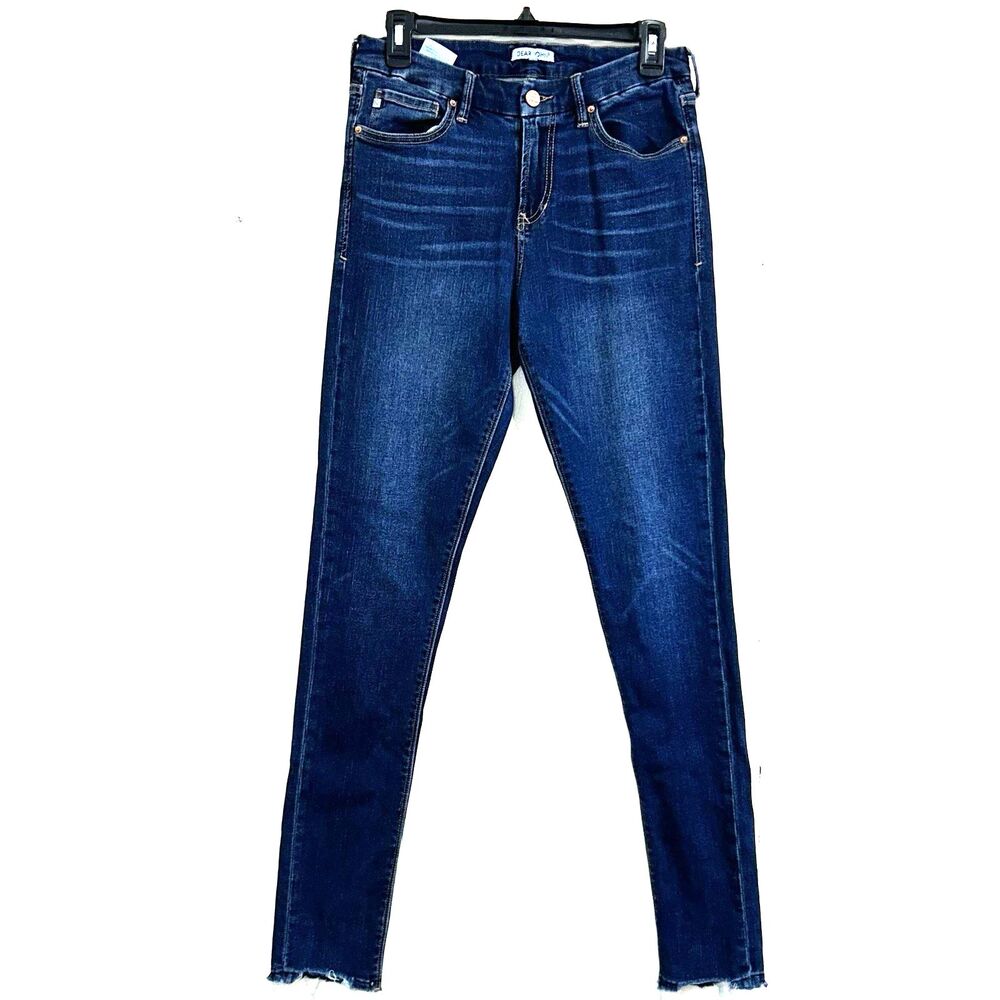 Dear John Women Gisele Jeans 29 Blue Denim Raw Ankle Skinny Jeans Pockets Casual